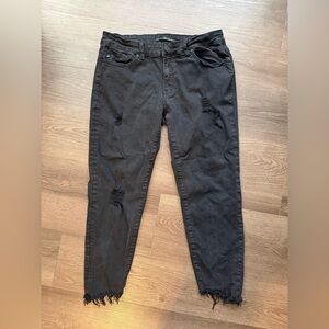 KanCan Charcoal Distressed Ankle Jeans